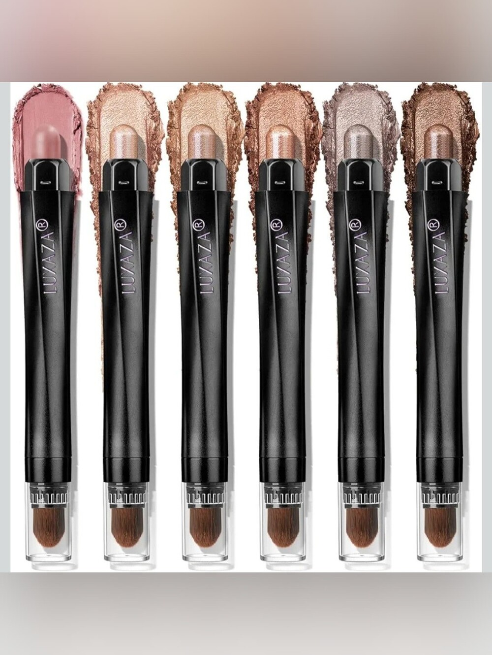 6pc. Metallic & Matte Cream Eyeshadow Sticks- Rose Gold & Brown- Built In Brush